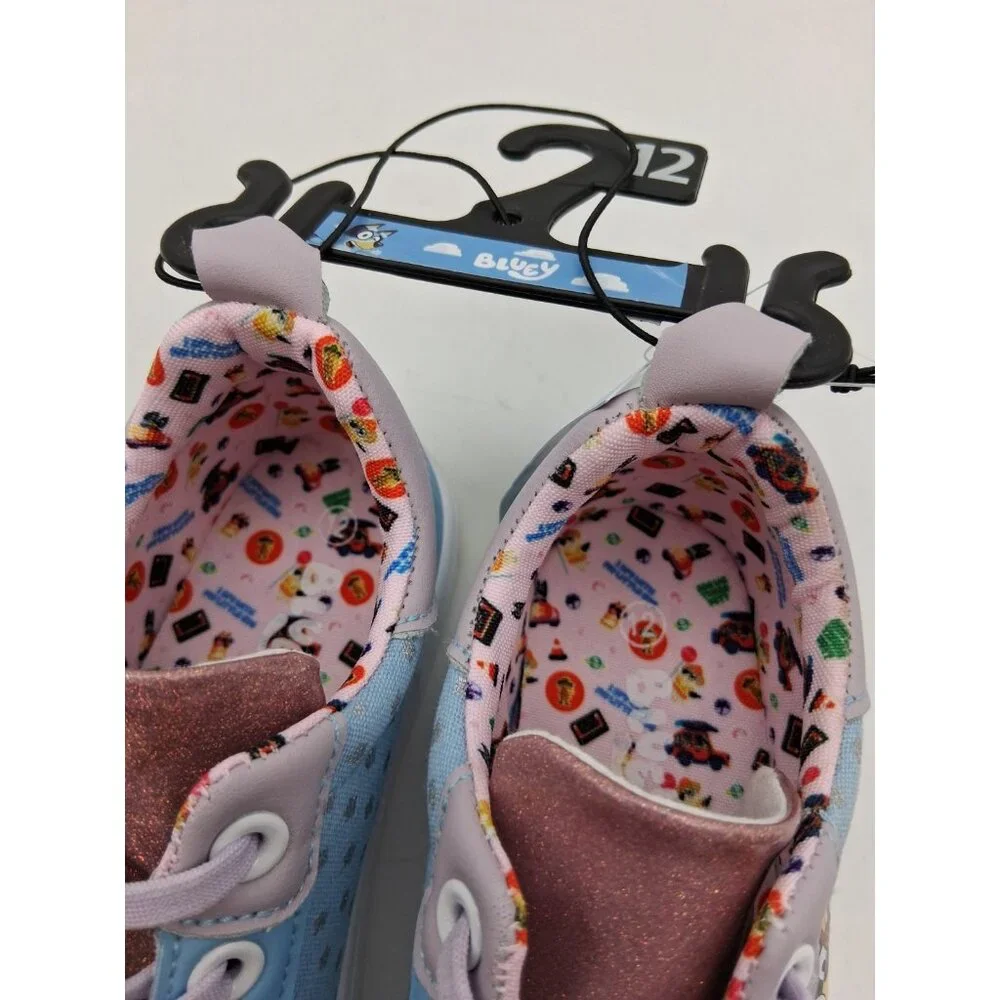 Bluey Sneakers Toddler Kids Size 12 Blue Purple Slip On Elastic Lace Shoes - Picture 7 of 10